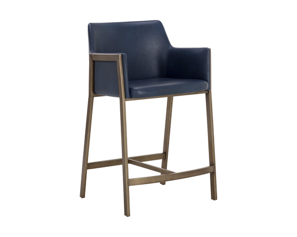 Sunpan Bernadette Stylish Barstool with Antique Brass Frame and Durable Faux Leather for Chic Interiors Bravo Admiral