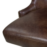 English Elm Holmes Tufted High-Back 360 Swivel Counter-Height Barstool, Mid Brown Faux Leather