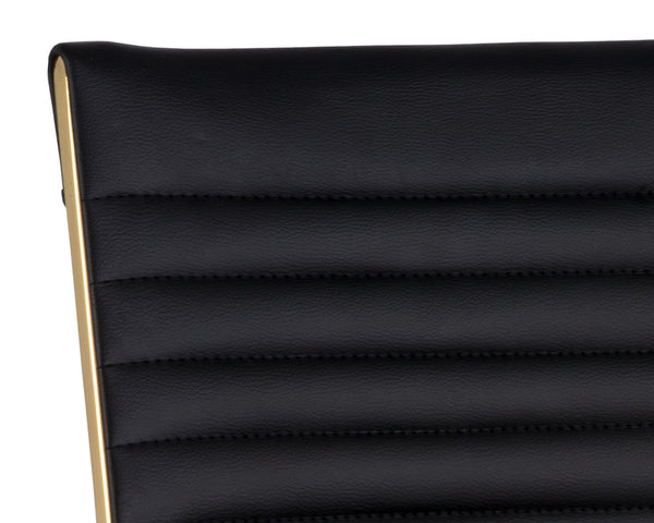 Sunpan Jessica Office Chair - Glamorous Faux Leather Design with Polished Gold Frame for Stylish Mobility Black