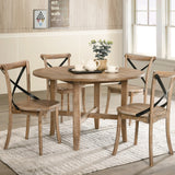 English Elm Rustic Oak Side Chair With Cross Back (Set Of 2)