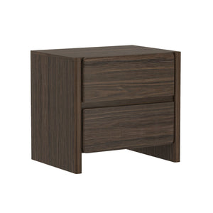 English Elm Linda 24" Nightstand with 2 Smooth-Glide Drawers, Minimalist Low-Profile Design & Warm Wood-Grain Texture Walnut Brown B365P398180