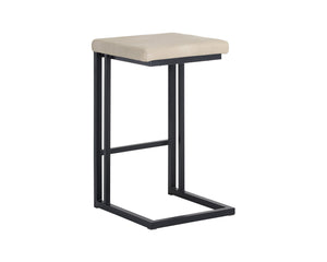 Sunpan Boone Modern Industrial Backless Stool Set of 2 - Durable Cantilever Design for Home or Bar Use Black / Bravo Cream