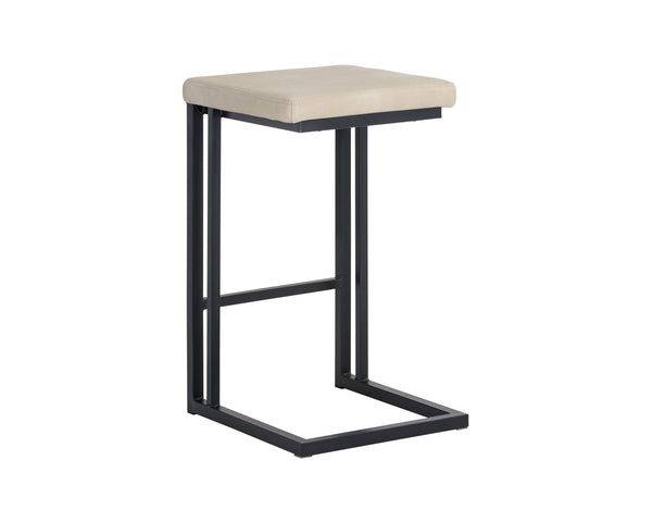 Sunpan Boone Modern Industrial Backless Stool Set of 2 - Durable Cantilever Design for Home or Bar Use Black / Bravo Cream