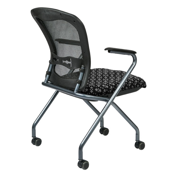 OSP Home Furnishings Deluxe Pro-line Ii Folding Nesting Armchair with Mesh Back and Lumbar Support Domino 84440-K107
