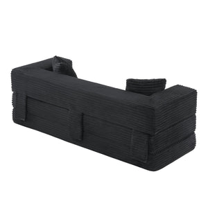 English Elm Modern Cord Fabric Convertible Sofa Sleeper Low Profile Square Frame for Apartments Dark Gray W3396P439849