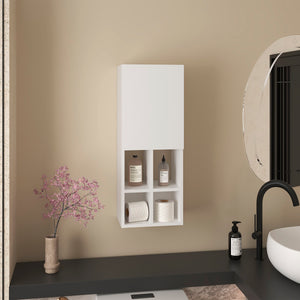 English Elm Niwot Slim Wall Bathroom Cabinet with Single Door — White MDF Organizer for Towels & Toiletries B070P337110
