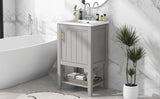 English Elm 20" Bathroom Vanity With Sink, Bathroom Cabinet With Soft Closing Door, Storage Rack and Open Shelf, Grey