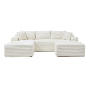 English Elm 105'' Modular Cloud Sectional with Deep Seat Corduroy Upholstery for Living Room W1117S00323