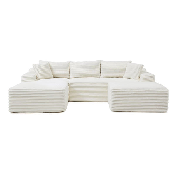 English Elm 105'' Modular Cloud Sectional with Deep Seat Corduroy Upholstery for Living Room W1117S00323