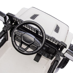English Elm 24v Kids Ride on Car with Parental Remote Four Wheel Suspension Led Lights Bluetooth White W1578P235083