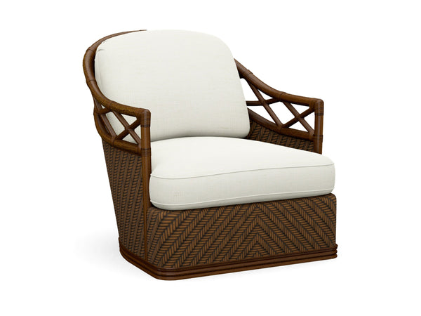 Diamond Cove Swivel Accent Chair with Down Fill Cushion and Brass Hardware for Living Rooms