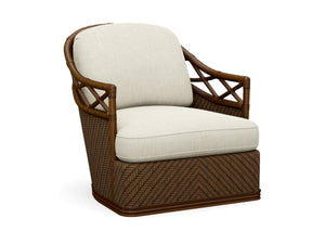 Diamond Cove Swivel Accent Chair with Down Fill Cushion and Brass Hardware for Living Rooms