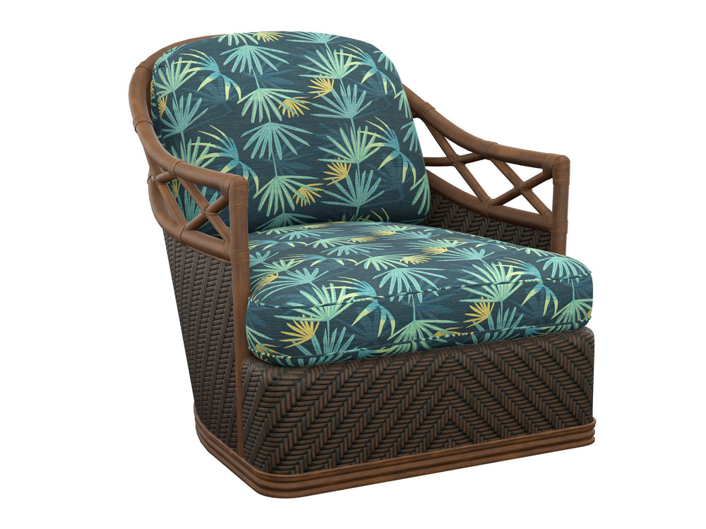 Lexington Diamond Cove Swivel Accent Chair with Down Fill Cushion and Brass Hardware for Living Rooms Blue/Aqua 1685-11SW-72