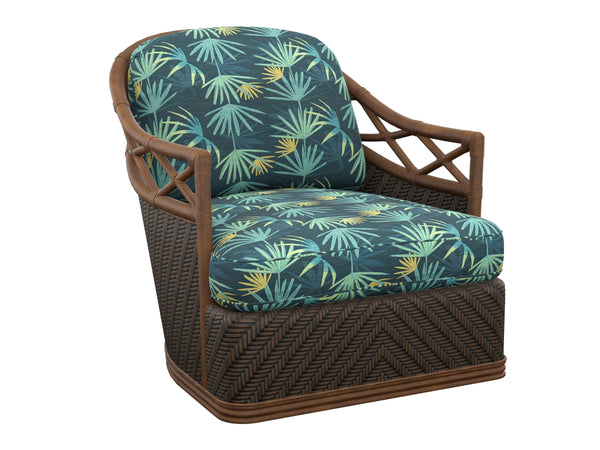 Lexington Diamond Cove Swivel Accent Chair with Down Fill Cushion and Brass Hardware for Living Rooms Blue/Aqua 1685-11SW-72