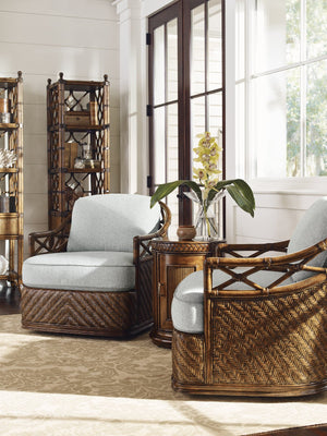Diamond Cove Swivel Accent Chair with Down Fill Cushion and Brass Hardware for Living Rooms