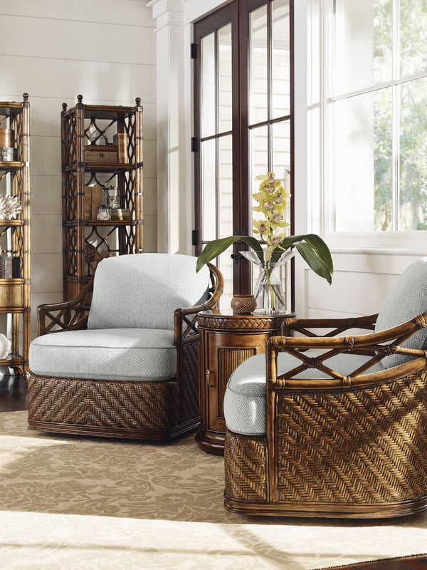 Diamond Cove Swivel Accent Chair with Down Fill Cushion and Brass Hardware for Living Rooms