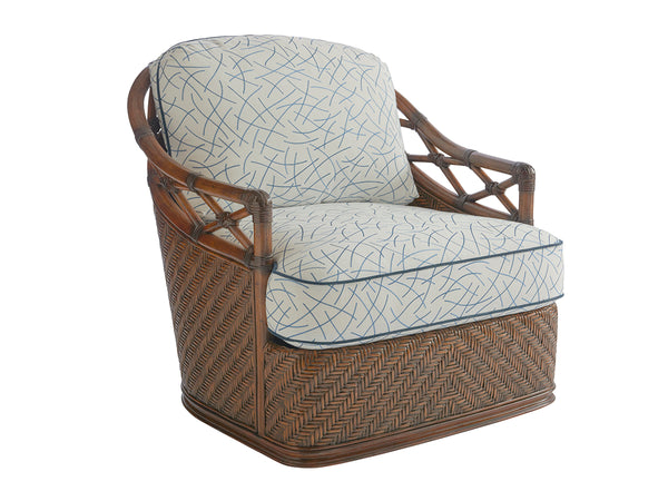 Lexington Tommy Bahama Home Diamond Cove Swivel Chair - Tropical Elegance With Down Cushion Comfort For Your Coastal Retreat  Wood 1685-11sw-41