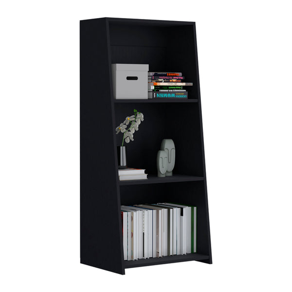 English Elm Bookcase with Six Spacious Shelves and Sturdy Legs for Compact Rooms, Durable Engineered Wood Design Black 49.21 L x 16.54 W x 3.54 H B097P250875