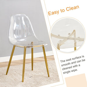 English Elm Table and Chair Set Marble Glass Top Gold Legs Four Seat Dining for Small Spaces Black,Transparent,White+Gold W1151S04654