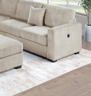 English Elm Living L-Shaped Sectional Sofa Set with Reversible Chaise, Tufted Burlap Fabric, Storage Ottoman, USB Port Camel 34 L x 26 W x 46 H B011S01780