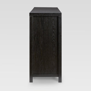 58" 4-Door Sideboard w/ Arched Rattan Panels Black SAHD5DBL2 Walker Edison