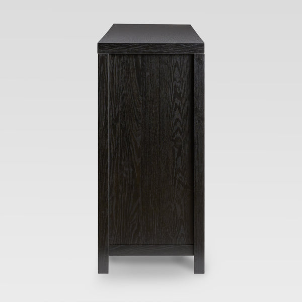 58" 4-Door Sideboard w/ Arched Rattan Panels Black SAHD5DBL2 Walker Edison