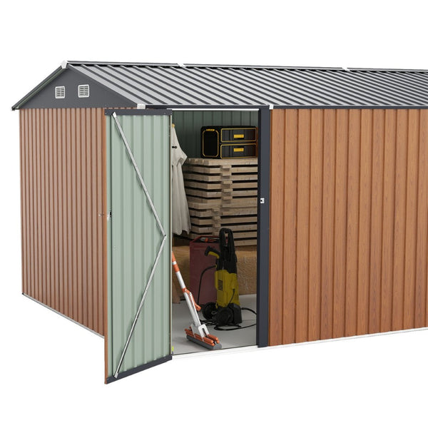 English Elm Campcraft Galvanized Steel Outdoor Storage Shed with Triple Lockable Doors and Vents W1598S00036