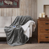 Woolrich Heated Plush to Berber Casual Throw WR54-1767 Grey