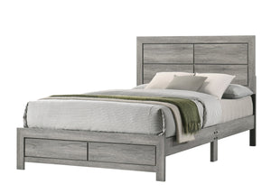 English Elm 1pc King Size Panel Bed with LED Backlit High Headboard and Built-in Shelving for Luxe Storage Gray 81.5 L x 28.35 W x 5.31 H B2741P333943