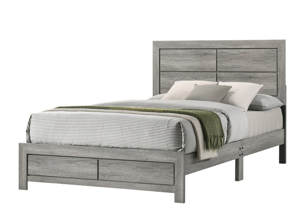 English Elm 1pc King Size Panel Bed with LED Backlit High Headboard and Built-in Shelving for Luxe Storage Gray 81.5 L x 28.35 W x 5.31 H B2741P333943