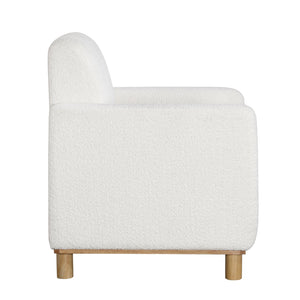 English Elm Mason White Boucle Arm Chair with Pocket Springs, Solid Hardwood Cylindrical Legs, Plush Comfort B050P229984