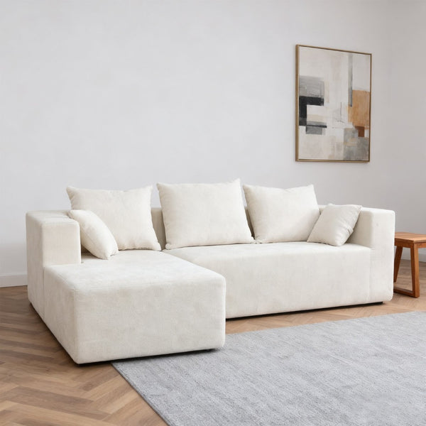 English Elm Combination Linen Sectional Sofa Bed Modular Left Corner Design for Living Rooms W3064S00003