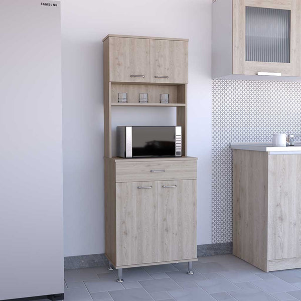 English Elm Della 60" Kitchen Pantry With Countertop - Stylish Light Gray Storage Solution For Compact Spaces B07091841