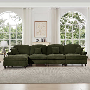 English Elm Classic Modular L-Shaped Sectional Couch In Soft Chenille - Elegant, Versatile Design With Ottoman W3041S00272