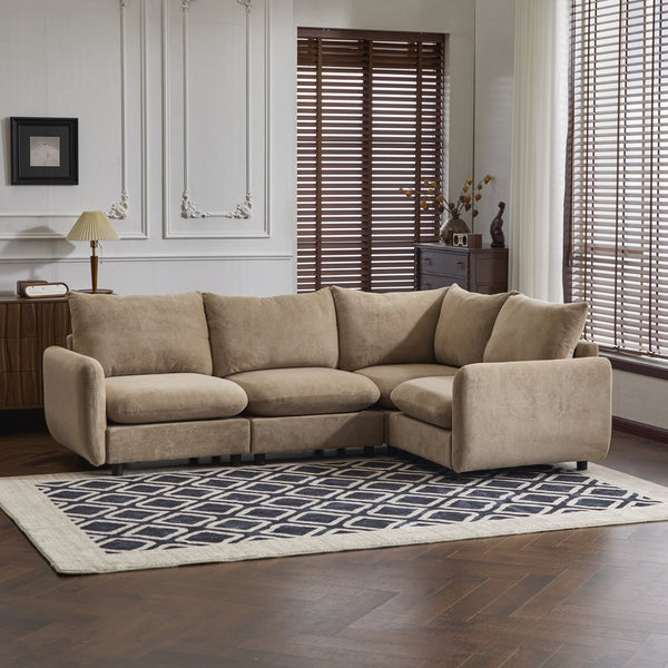 English Elm Christopher Knight Home® - 99 In. Modular Velvet Sectional Sofa - 4-Piece L-Shaped Design For Versatile Living Room Comfort N773IS00005N