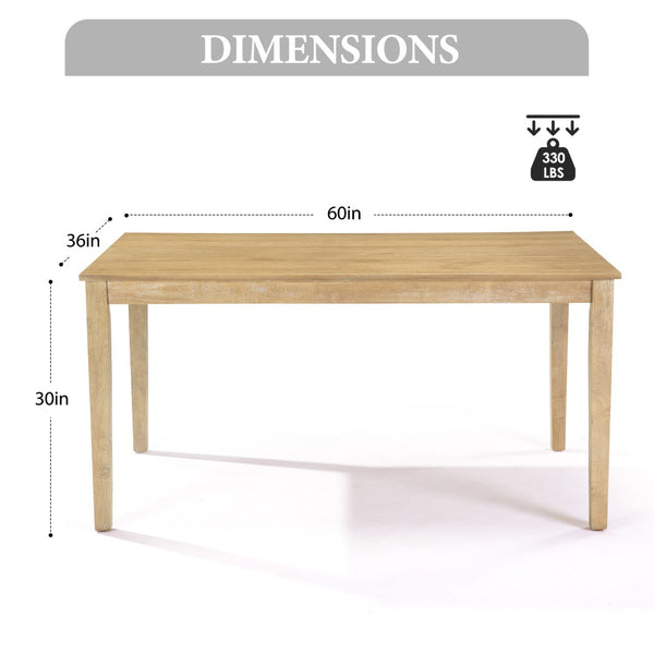 English Elm Farmhouse Rubberwood Dining Table Seats Six with Veneer Top for Rustic Kitchens W2896P245742
