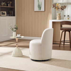 English Elm Set Swivel Barrel Accent Chair Armless Linen Upholstered Compact Seat for Dining Vanity Bedroom Beige W3244P454053