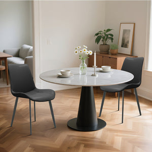 English Elm Black Pu Leather Dining Chair Set Of 4 – Modern Ergonomic Design With Metal Legs For Home & Office T3967P384553