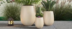 English Elm U_style Mgo Round Planter Set of Three Graduated Sizes for Patio and Indoor Decor N711P406658A