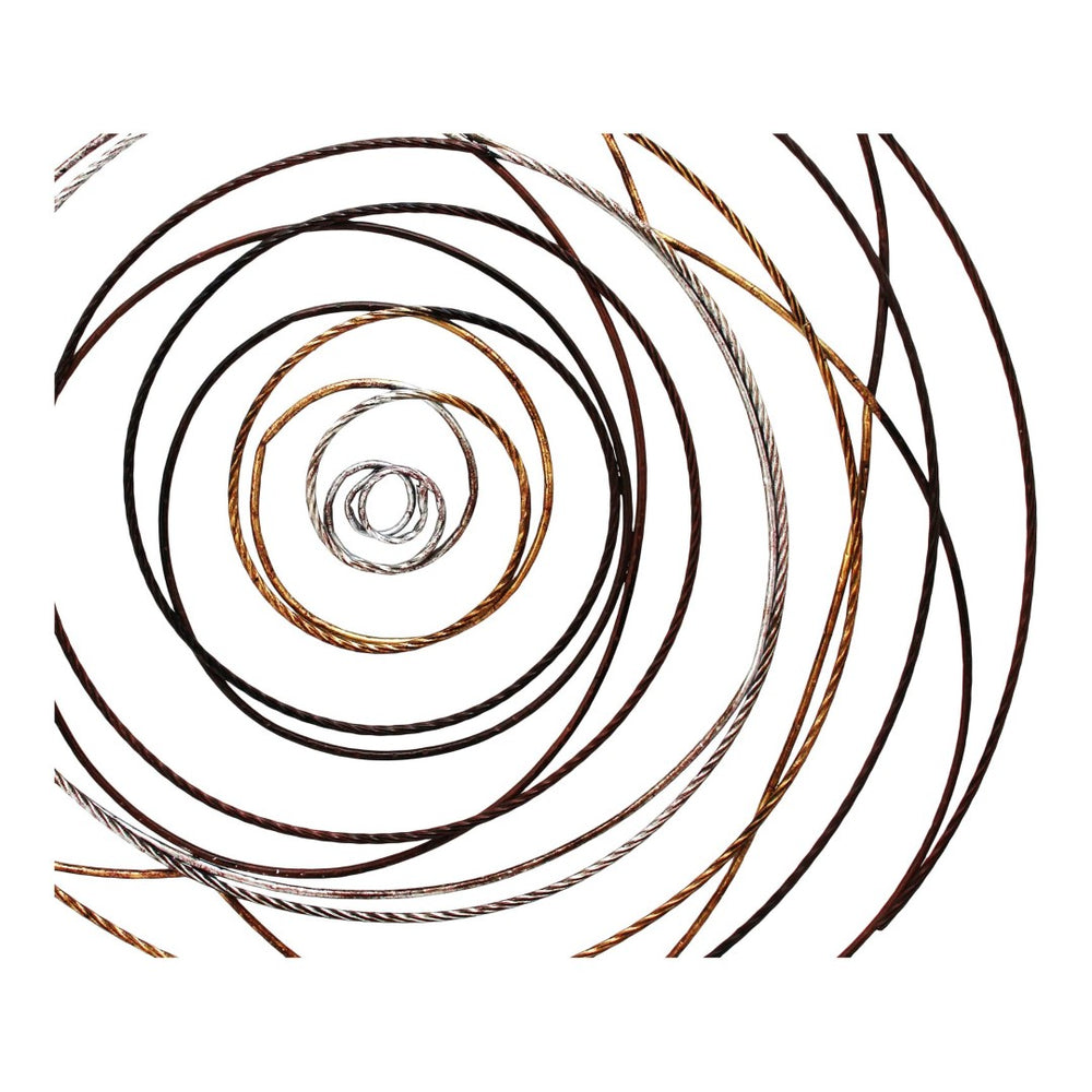 English Elm Iron Braided Rope Texture Round Wall Sculpture Handcrafted Gold Silver Metallic Art B2769P498410