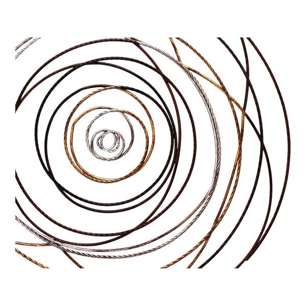 English Elm Iron Braided Rope Texture Round Wall Sculpture Handcrafted Gold Silver Metallic Art B2769P498410