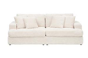English Elm 79.3 Inch Corduroy 3 Seater Sofa with Four Toss Pillows for Modern Living Rooms W1658P200243