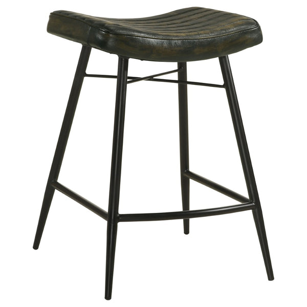 English Elm Ridgeway Channel Tufted Leather Backless Counter Stools Set of 2 for Kitchen Island Espresso B062P440315