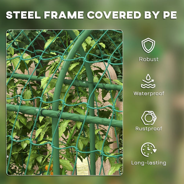 English Elm Outsunny 6 Foot Arch Garden Trellis with Steel Frame and Net for Climbing Vegetables W2225P174510