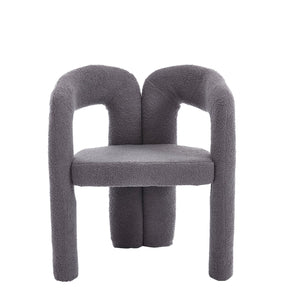 English Elm Contemporary Velvet Upholstered Barrel Accent Chair with Curved Support, Foam Seat, Steel Frame Finish Gray W395P224765