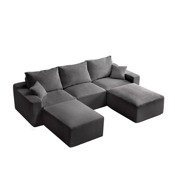 English Elm "110" 110" L-Shaped Sectional Sofa - Ultra-Soft Modular Couch With Chaise, No Assembly, Cloud Comfort W2606S00006