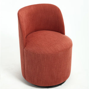 English Elm Set Swivel Barrel Accent Chair Armless Linen Upholstered Compact Seat for Dining Vanity Bedroom Orange W3244P454057