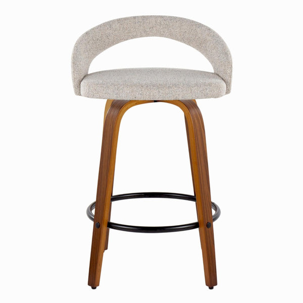 English Elm Fixed-height Swivel Counterstools Mahogany Wood Chrome Footrest Velvet Seat Set of 2 Oat B202S01772