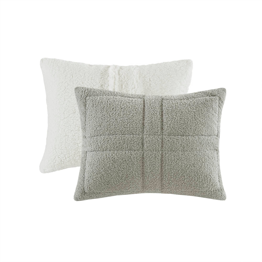 English Elm Comforter Plush twin set with faux feathersoft face and ivory sherpa reverse for cozy warmth and style Grey 23.23 L x 18.11 W x 9.45 H B035P294138