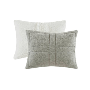 English Elm Comforter Plush twin set with faux feathersoft face and ivory sherpa reverse for cozy warmth and style Grey 23.23 L x 18.11 W x 9.45 H B035P294138